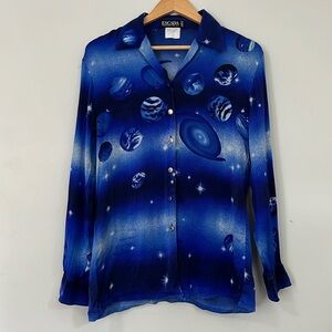Escada Vintage Silk Blouse in Starry Sky